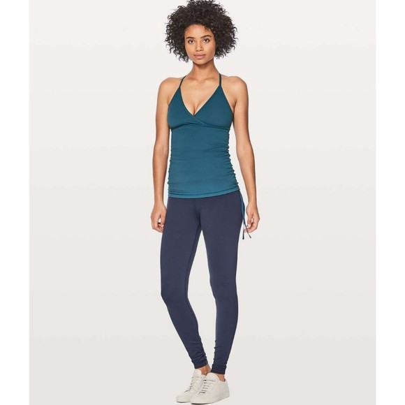 Lululemon Womens Full Freedom Yoga Tank Size 4 in Nile Blue Nulu Cinch Up Sides - Picture 3 of 16